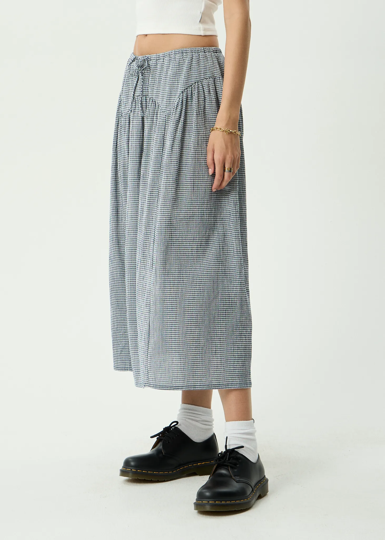 AFENDS Womens Marlow - Midi Skirt - Indy Navy Check sold by Afends product image thumbnail 4