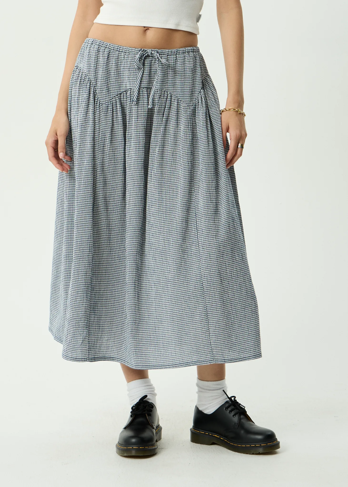 AFENDS Womens Marlow - Midi Skirt - Indy Navy Check sold by Afends product image thumbnail 2