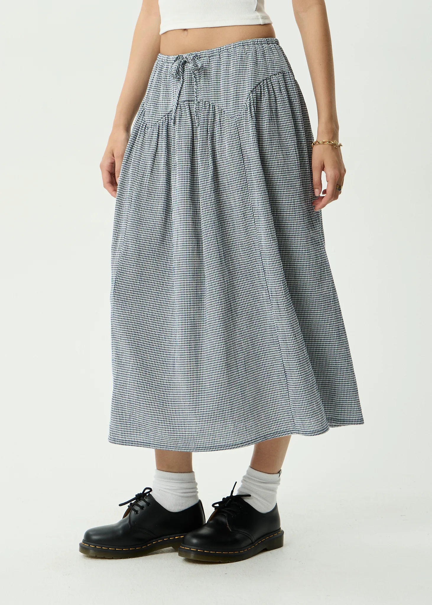 AFENDS Womens Marlow - Midi Skirt - Indy Navy Check sold by Afends product image thumbnail 3
