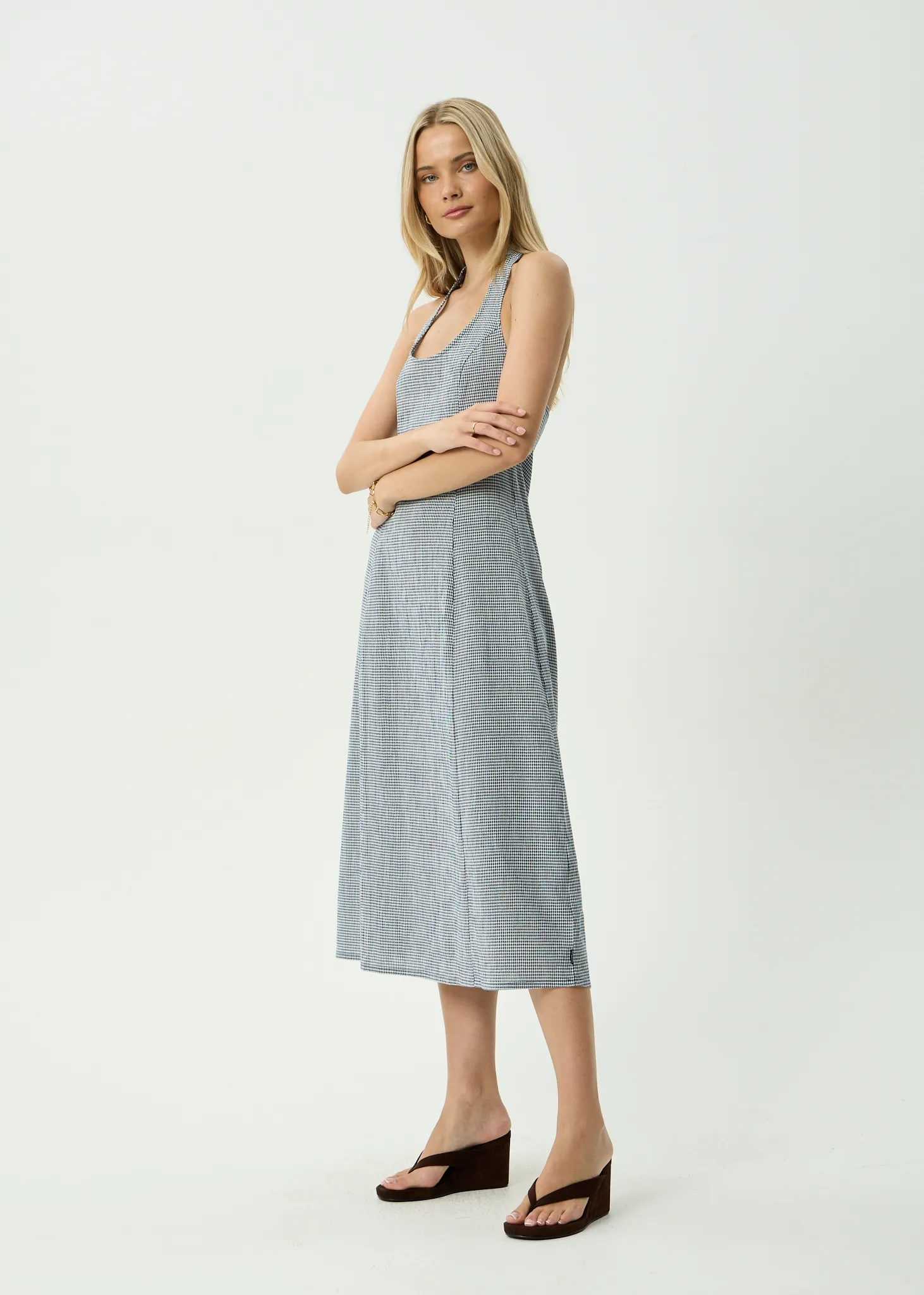 AFENDS Womens Maya - Midi Dress - Indy Navy Check sold by Afends product image thumbnail 3