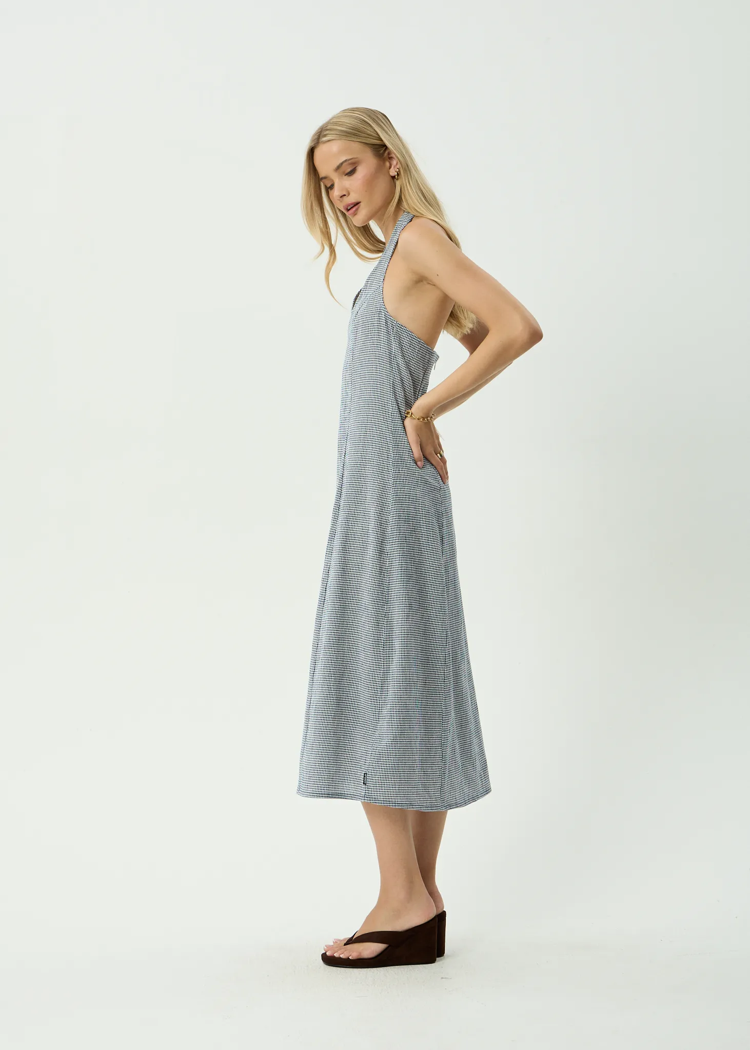 AFENDS Womens Maya - Midi Dress - Indy Navy Check sold by Afends product image thumbnail 4