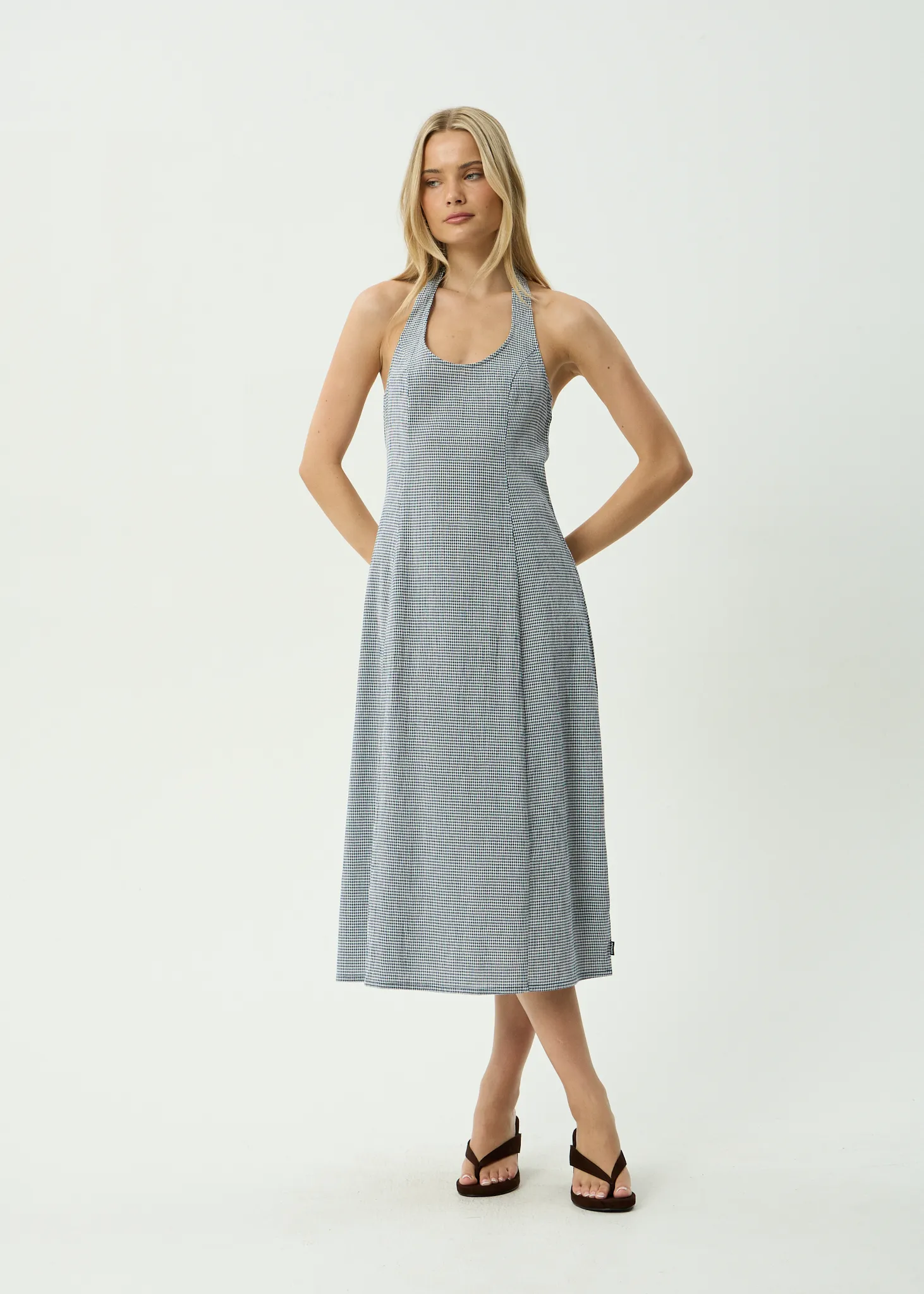 AFENDS Womens Maya - Midi Dress - Indy Navy Check sold by Afends product image thumbnail 2