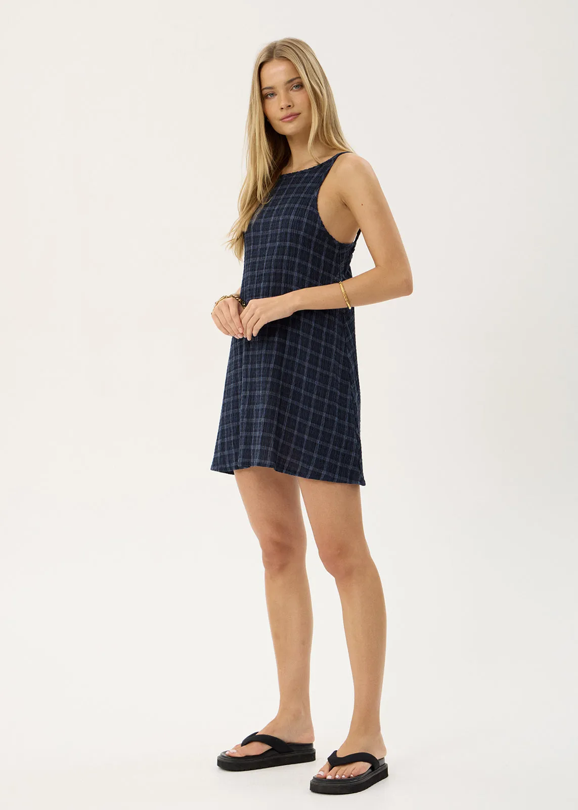 AFENDS Womens Sammy - Seersucker Mini Dress - Thea Midnight Check sold by Afends product image thumbnail 3