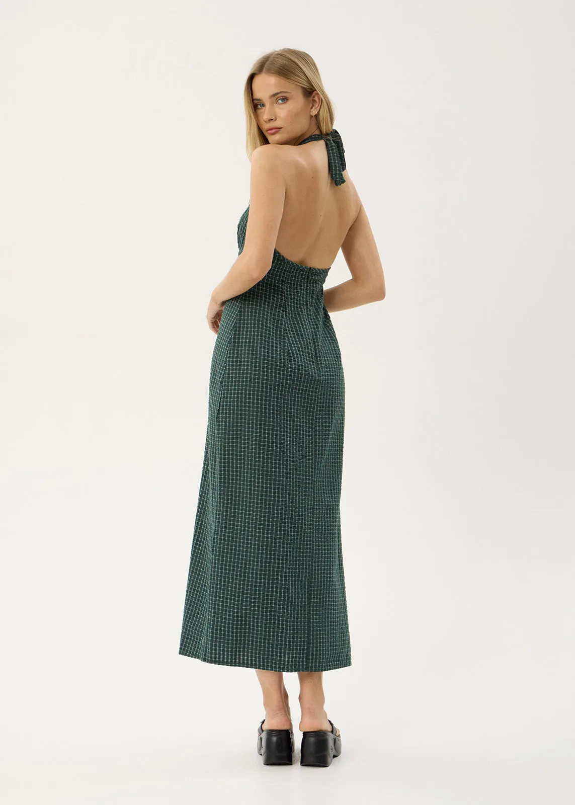 AFENDS Womens Alexa - Seersucker Maxi Dress - Reverb Pine Check sold by Afends product image thumbnail 5