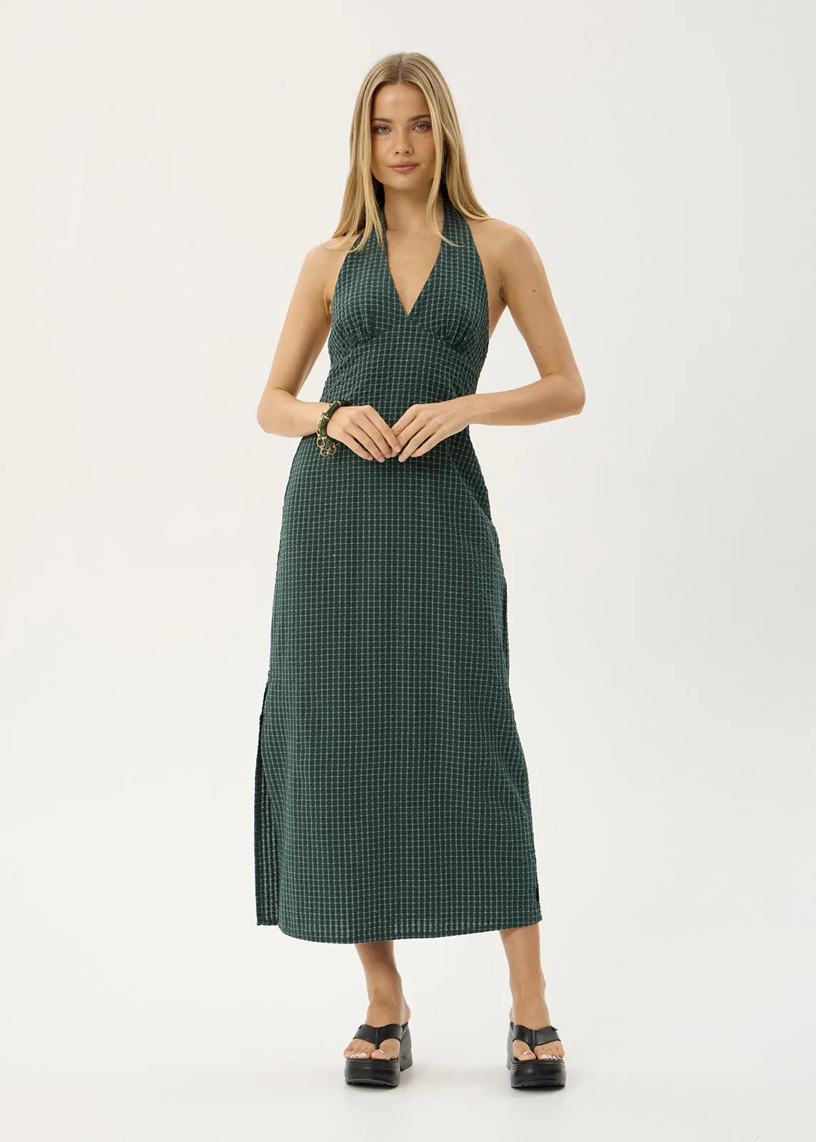 AFENDS Womens Alexa - Seersucker Maxi Dress - Reverb Pine Check sold by Afends product image thumbnail 2