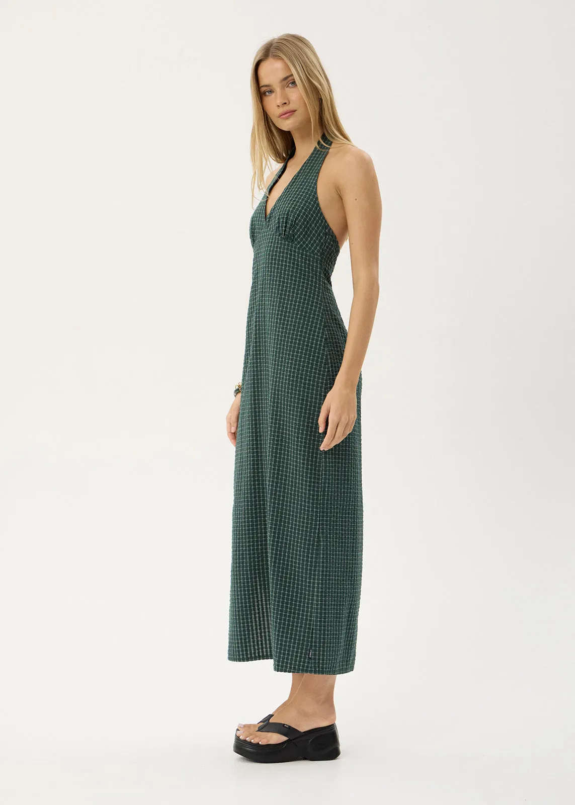 AFENDS Womens Alexa - Seersucker Maxi Dress - Reverb Pine Check sold by Afends product image thumbnail 4