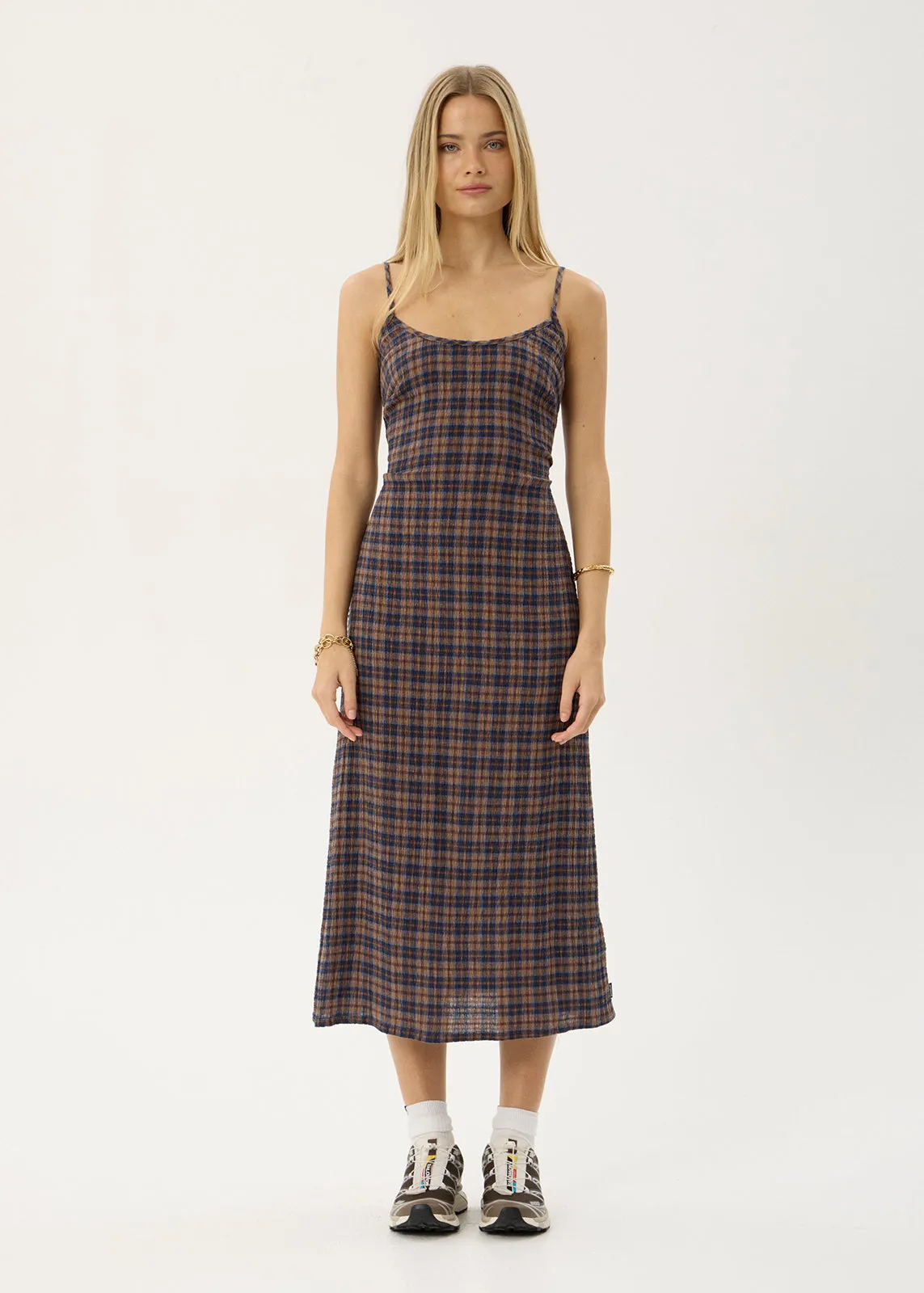 AFENDS Womens Rumi - Seersucker Midi Dress - Shev Indigo Check sold by Afends product image thumbnail 2