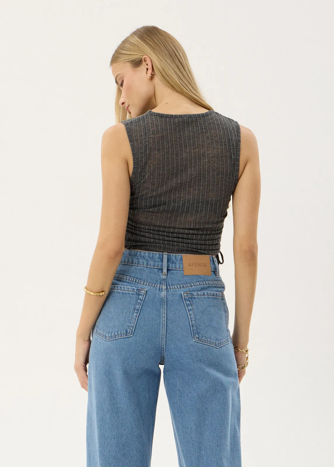 AFENDS Womens Libra - Sheer Drawstring Tank - Charcoal sold by Afends product image thumbnail 5