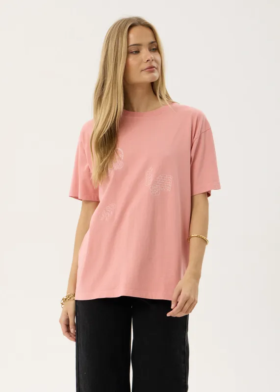 AFENDS Womens Unbound - Oversized Tee - Dusty Pink made by Afends
