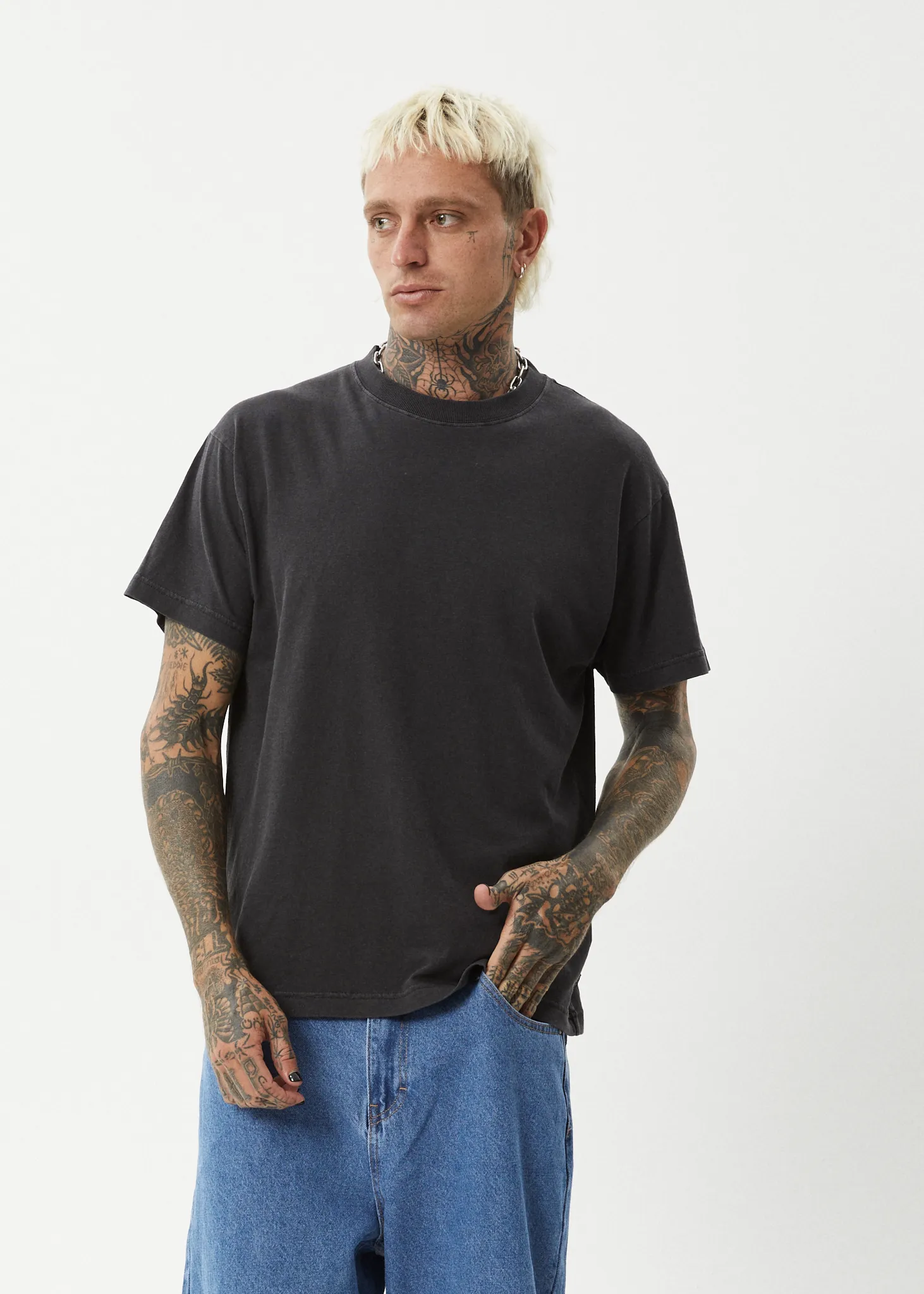 AFENDS Mens Genesis - Heavyweight Boxy Tee - Stone Black sold by Afends product image thumbnail 5