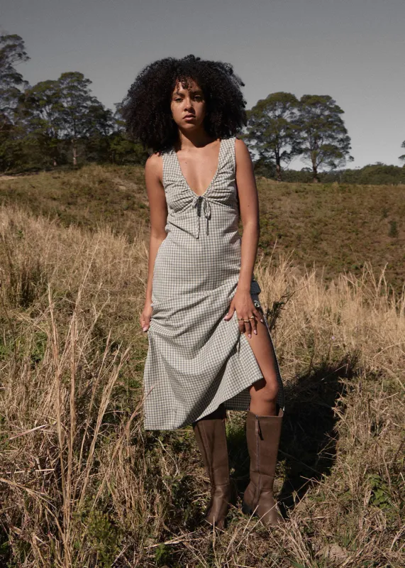 AFENDS Womens Izzy - Maxi Dress - Vice Alpine Check made by Afends