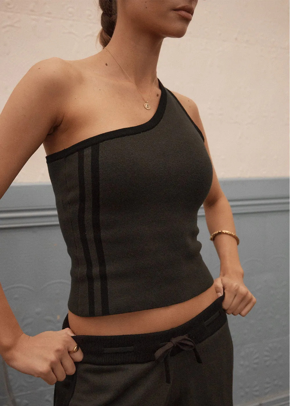 AFENDS Womens Tiana - One Shoulder Top - Thyme sold by Afends