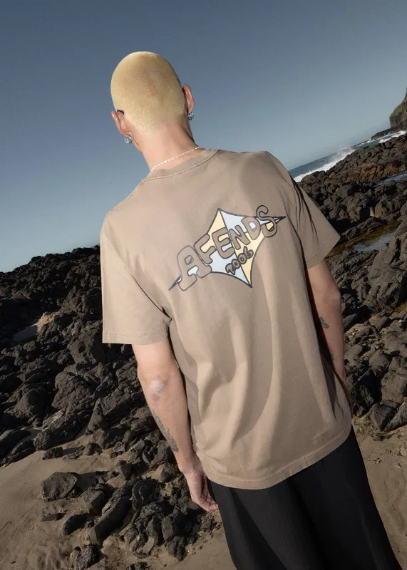 AFENDS Mens Session - Retro Tee - Vintage Fossil made by Afends