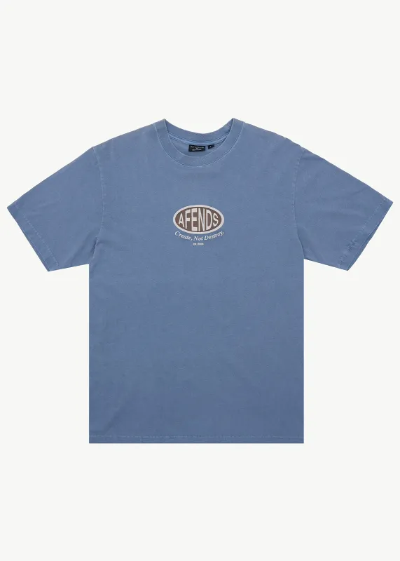 AFENDS Destroyed - Retro Tee - Washed Slate Blue made by Afends