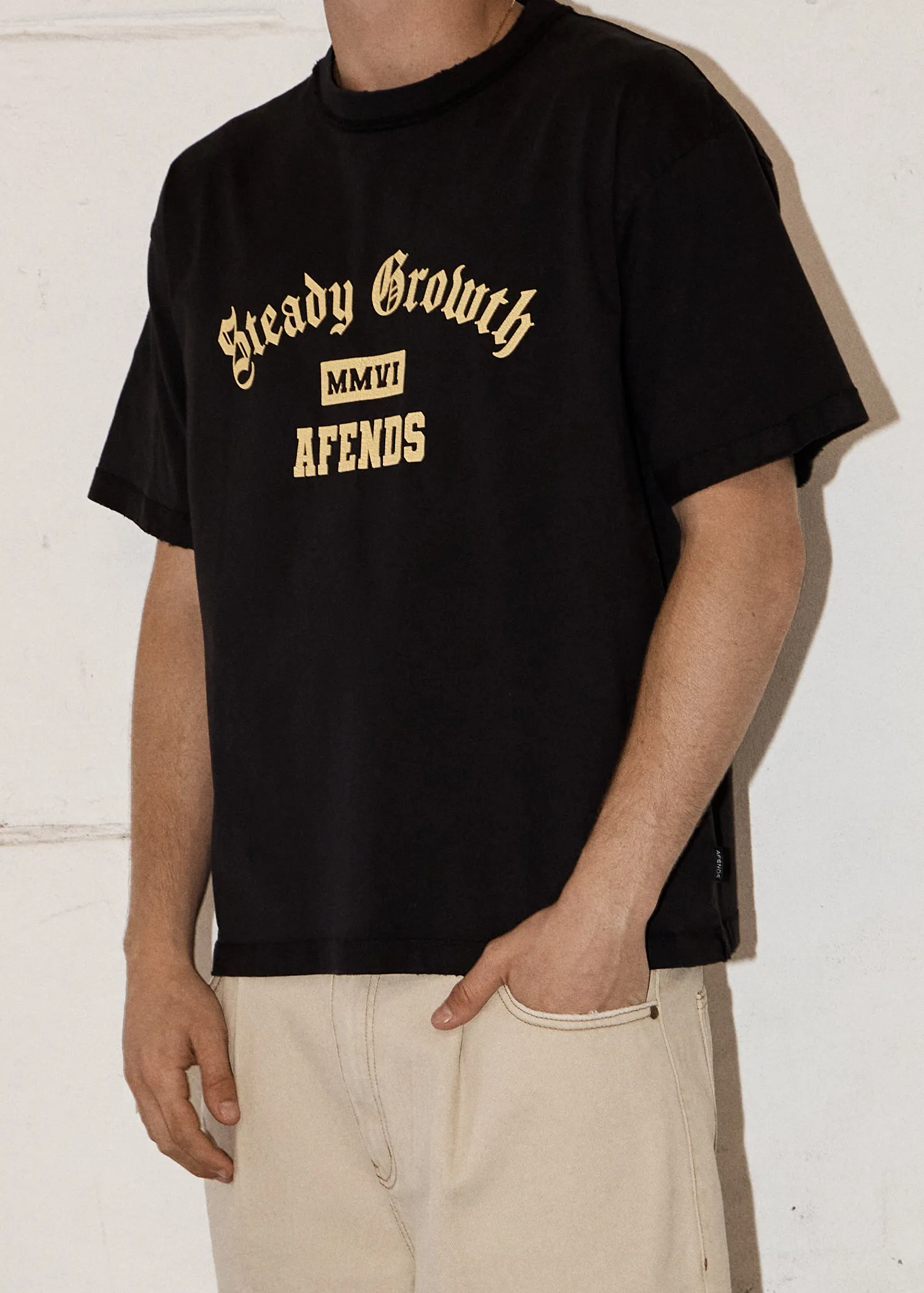 AFENDS Growth - Heavyweight Boxy Tee - Stone Black sold by Afends