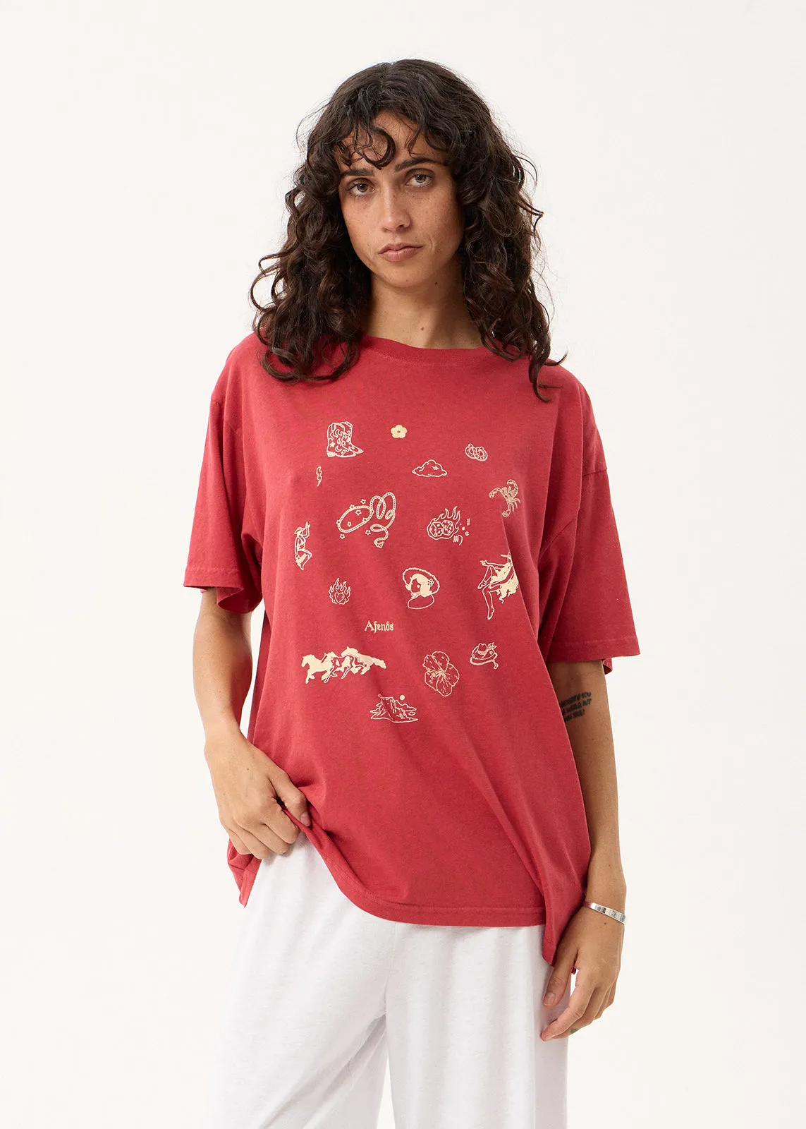 AFENDS Easty Flash - Oversized Tee - Vintage Cherry sold by Afends product image thumbnail 2
