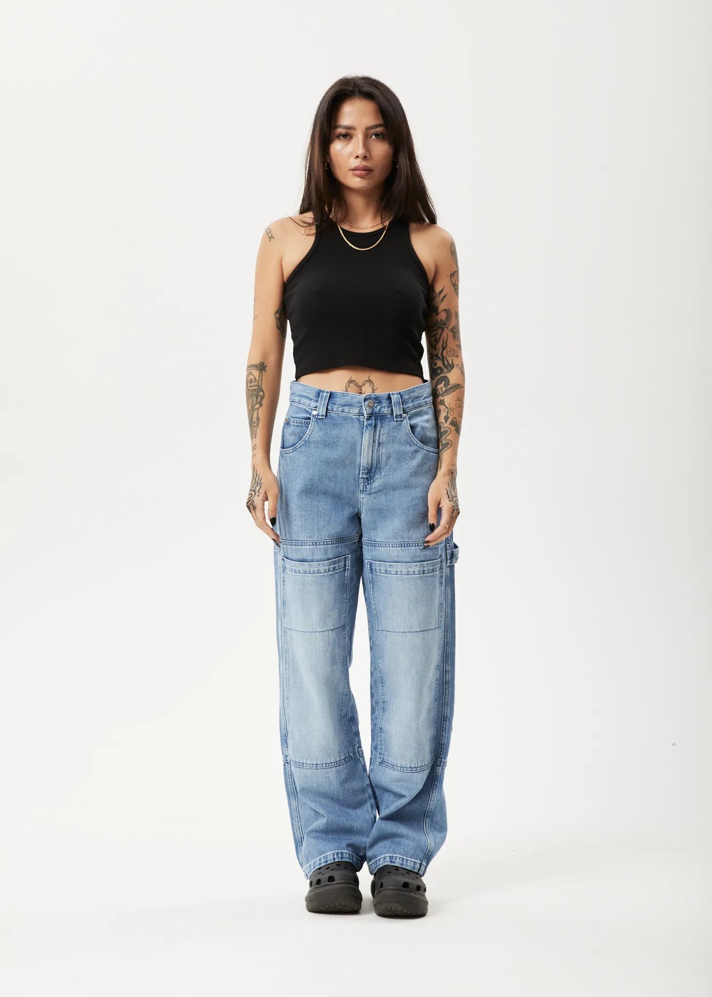 AFENDS Womens Moss - Hemp Denim Carpenter Jeans - Worn Blue sold by Afends product image thumbnail 3
