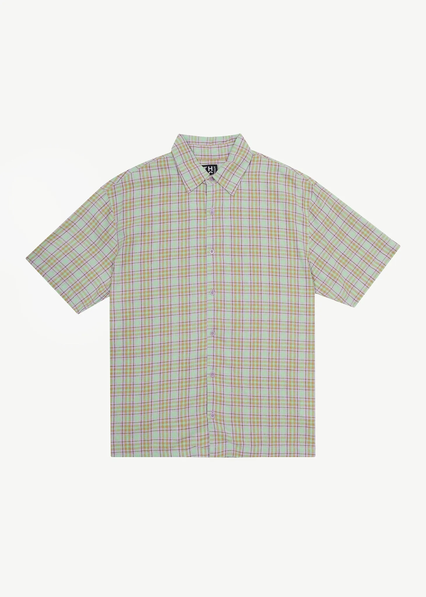 AFENDS Mens Kali - Short Sleeve Shirt - Pistachio Check sold by Afends