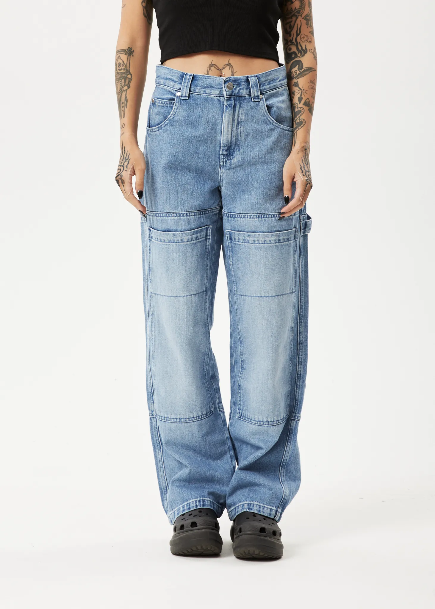 AFENDS Womens Moss - Hemp Denim Carpenter Jeans - Worn Blue sold by Afends product image thumbnail 5