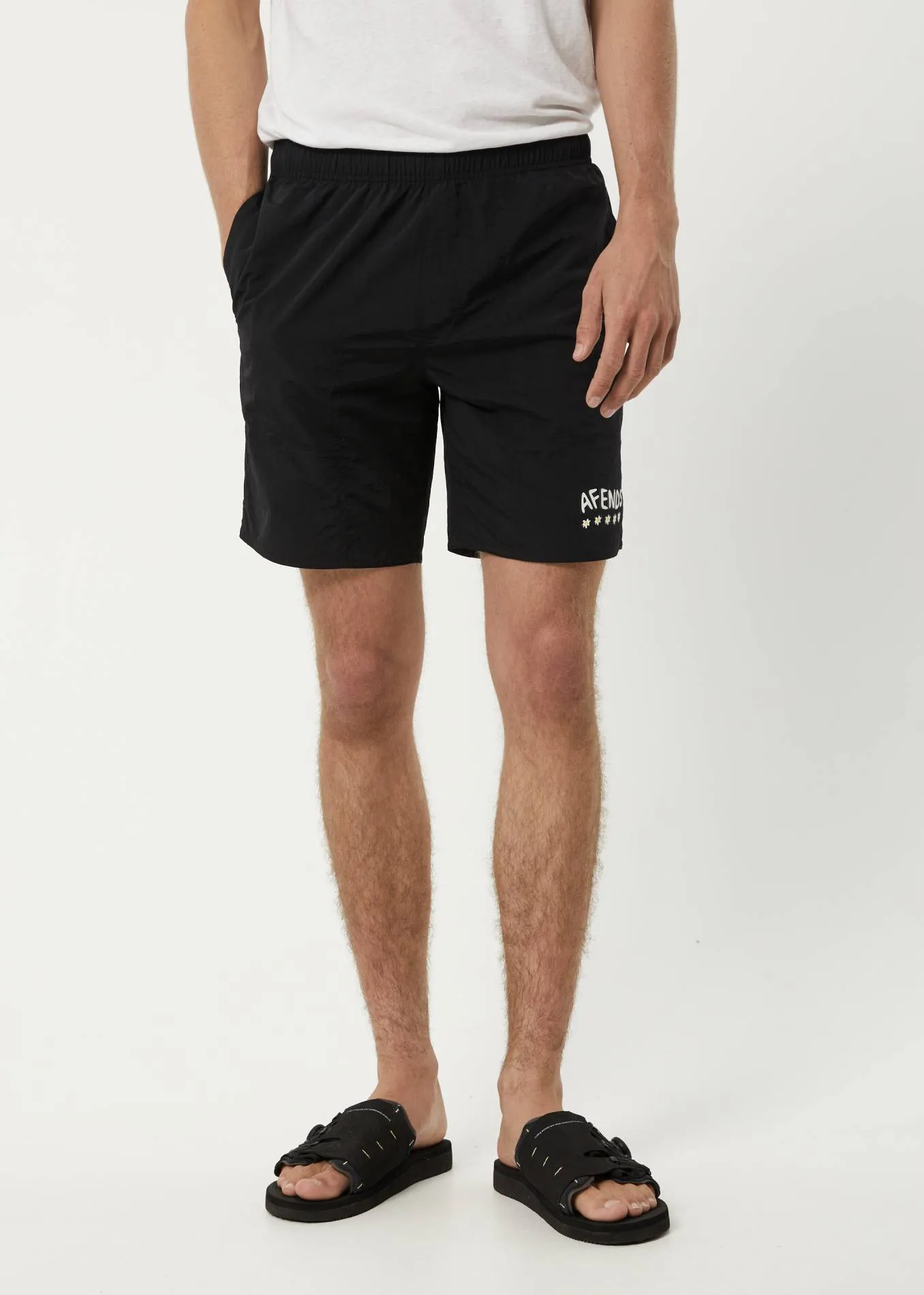 AFENDS Mens Baywatch Flowers - Elastic Waist Shorts - Black sold by Afends product image thumbnail 2
