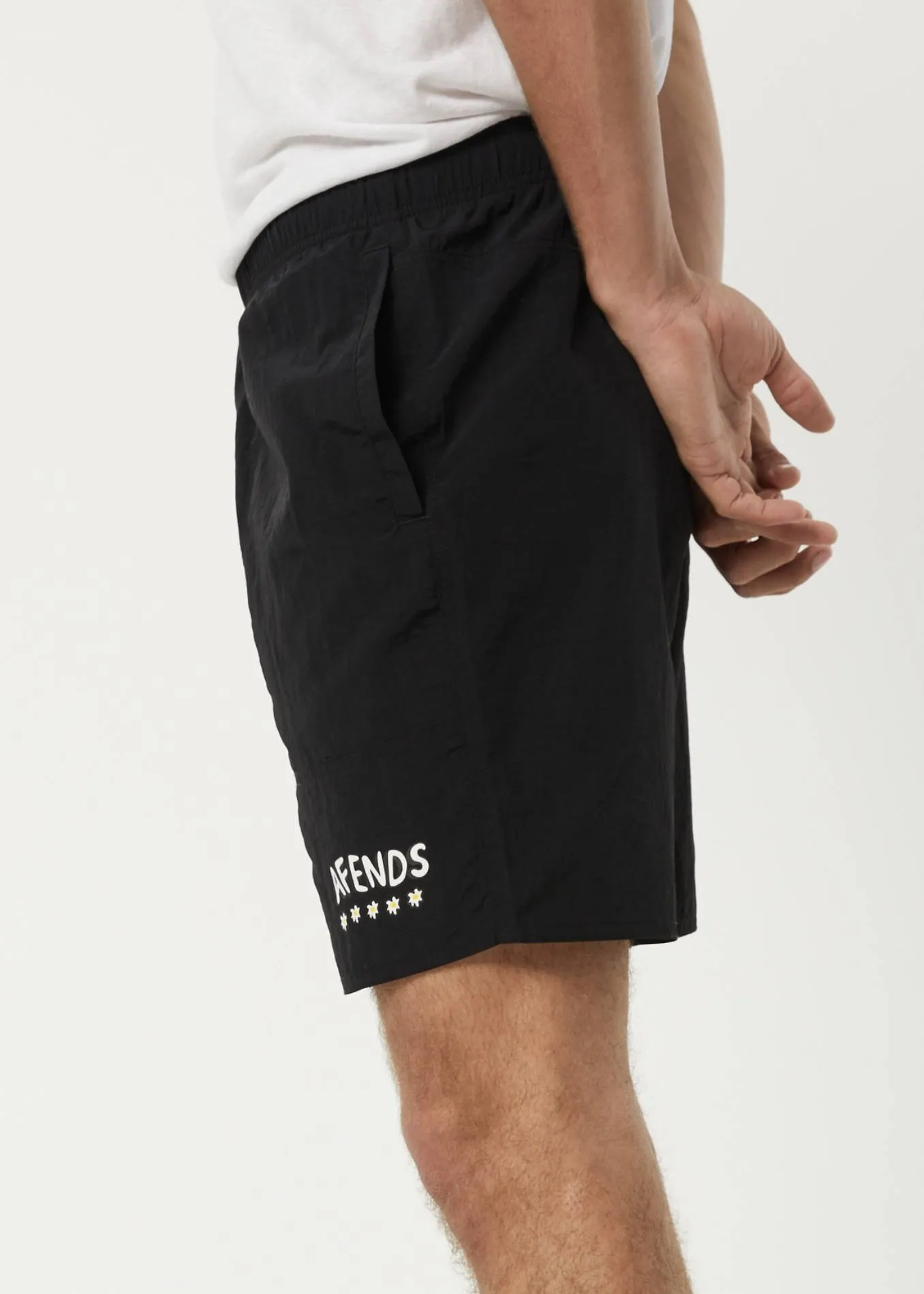 AFENDS Mens Baywatch Flowers - Elastic Waist Shorts - Black sold by Afends product image thumbnail 4
