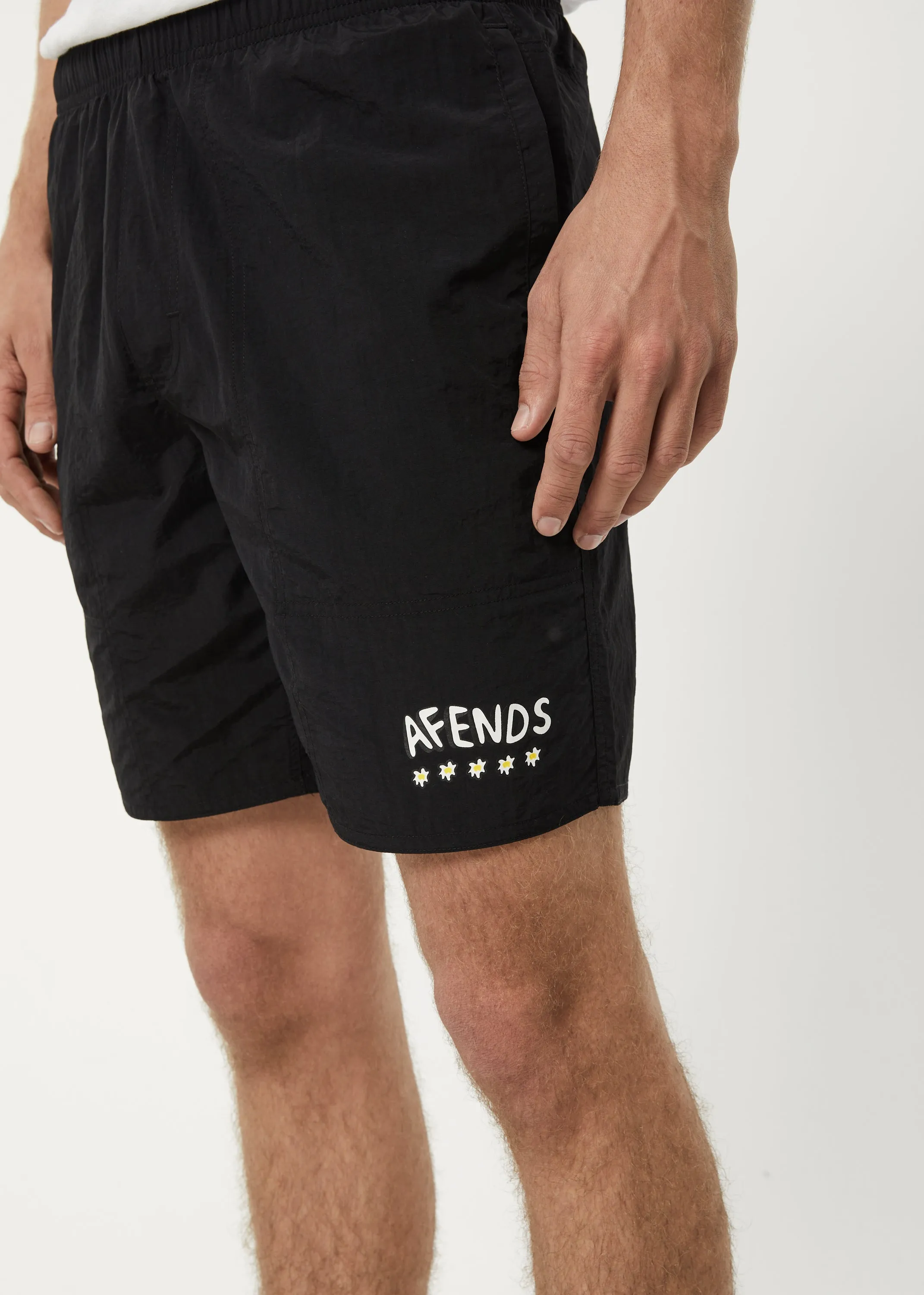 AFENDS Mens Baywatch Flowers - Elastic Waist Shorts - Black sold by Afends product image thumbnail 3