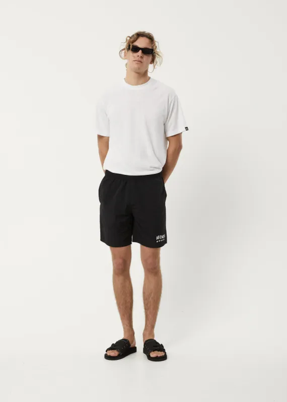 AFENDS Mens Baywatch Flowers - Elastic Waist Shorts - Black sold by Afends