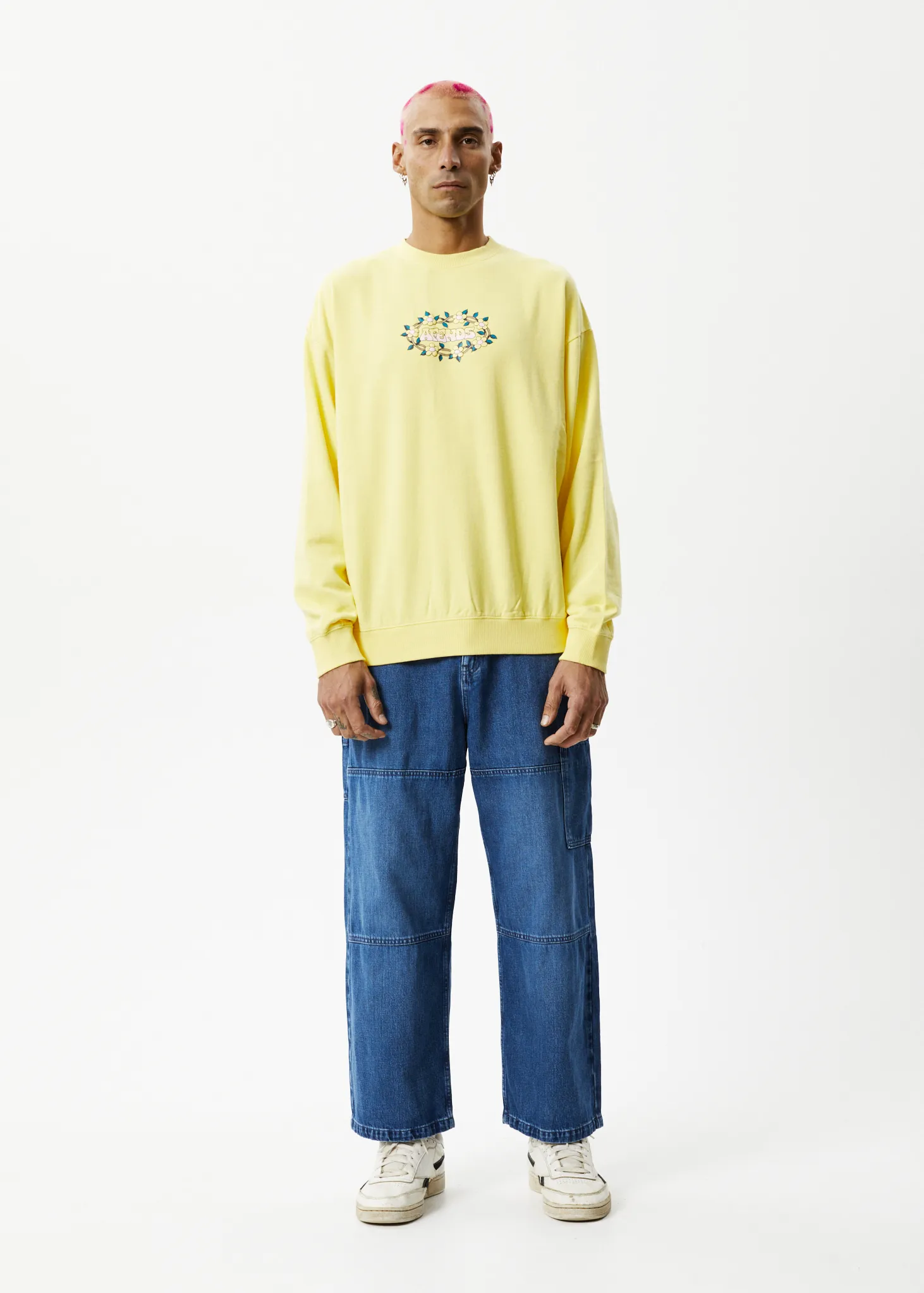 AFENDS Mens Bloom - Crew Neck Jumper - Butter sold by Afends product image thumbnail 3