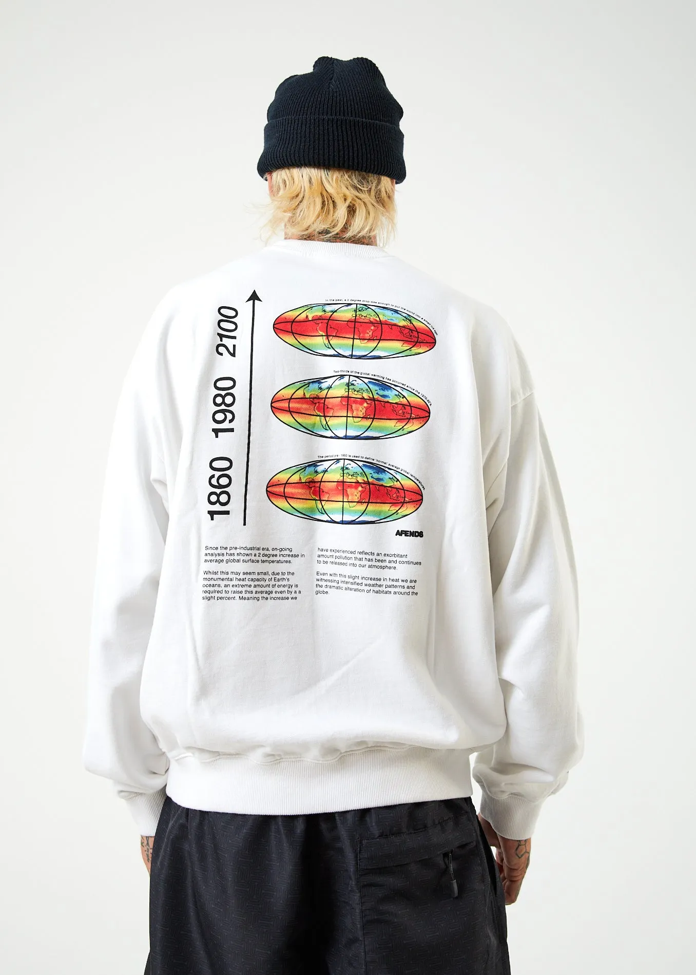 AFENDS Mens Information - Crew Neck Jumper - White sold by Afends product image thumbnail 2