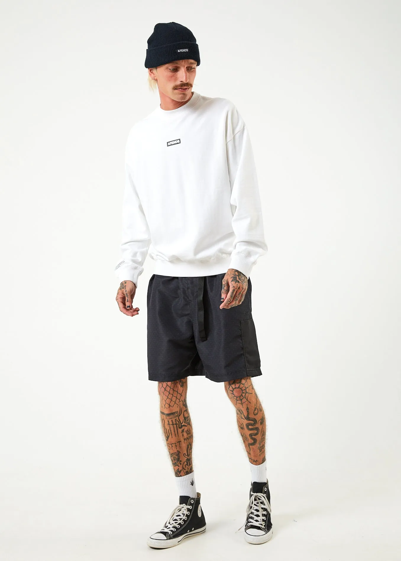AFENDS Mens Information - Crew Neck Jumper - White sold by Afends product image thumbnail 3