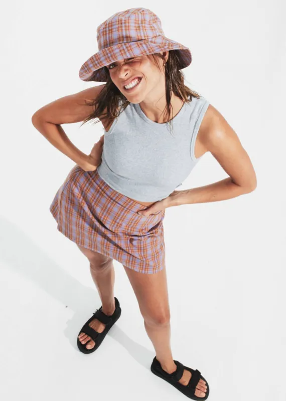AFENDS Womens Colby - Check Mini Skirt - Plum sold by Afends