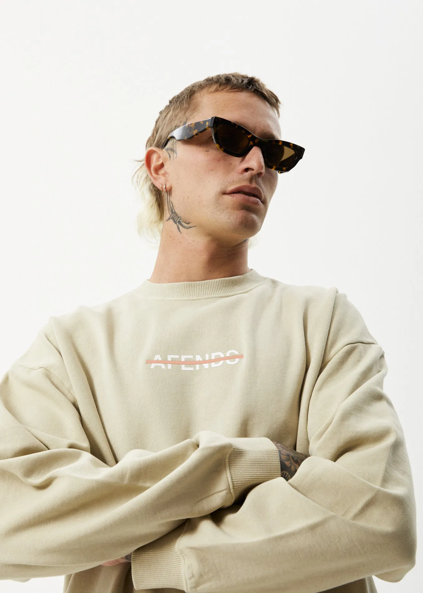 AFENDS Mens Liquid - Crew Neck Jumper - Cement sold by Afends product image thumbnail 2