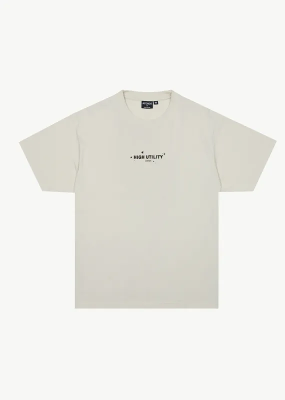 AFENDS Mens High Utility - Boxy Tee - Moonbeam sold by Afends