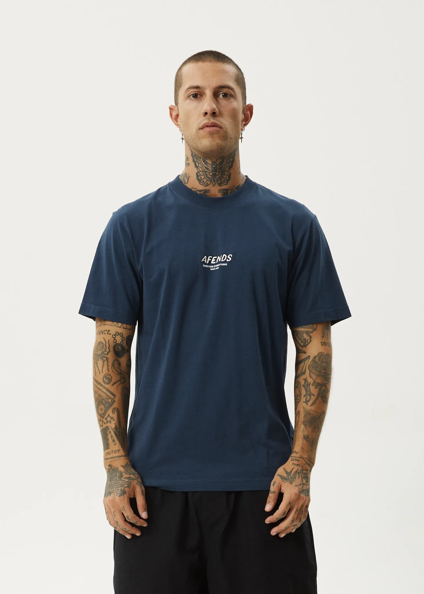AFENDS Mens Message - Retro Fit Tee - Navy sold by Afends product image thumbnail 2