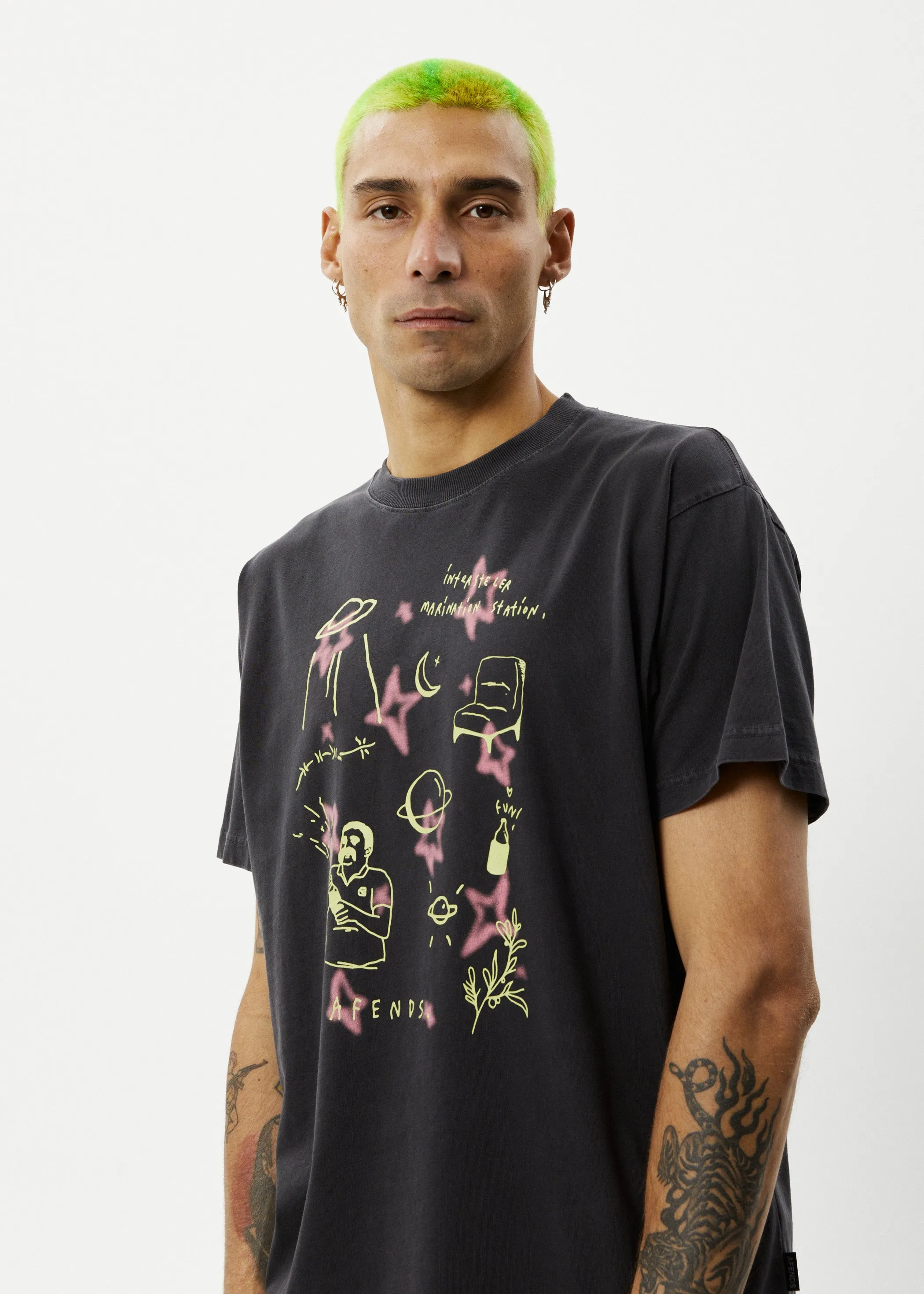 AFENDS Mens Microdose - Boxy Fit Tee - Stone Black sold by Afends product image thumbnail 4