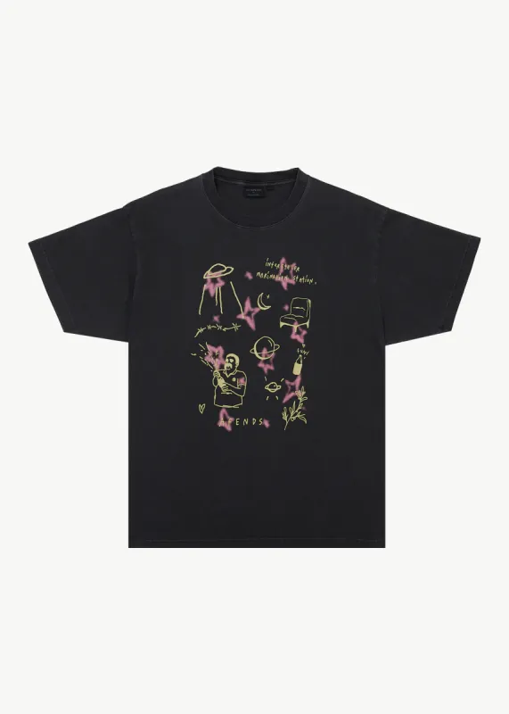 AFENDS Mens Microdose - Boxy Fit Tee - Stone Black sold by Afends