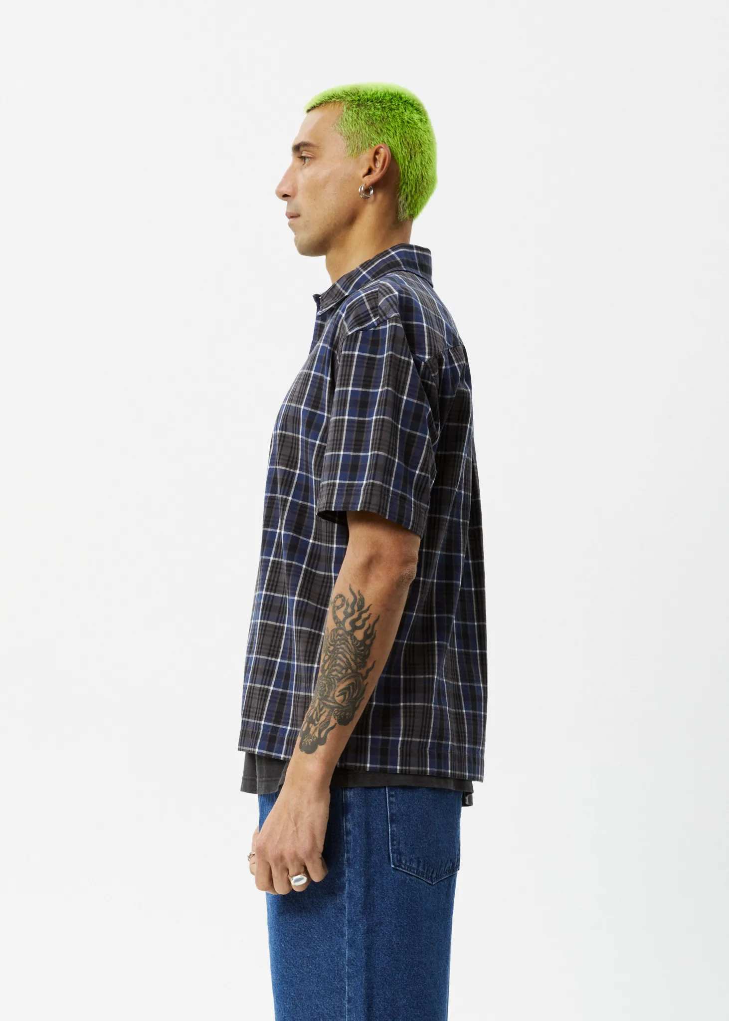 AFENDS Mens Check Out - Short Sleeve Shirt - Navy Check sold by Afends product image thumbnail 5