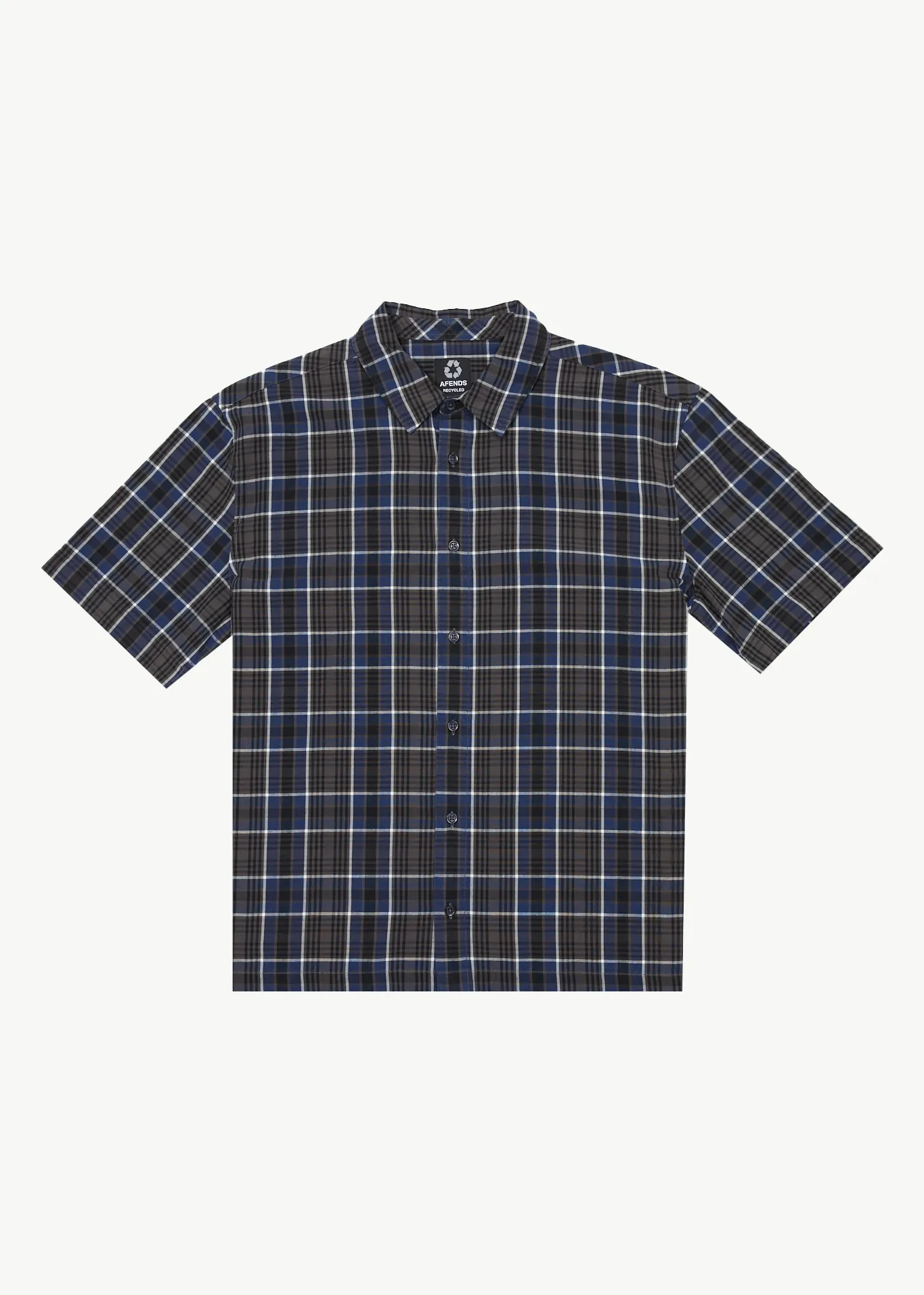 AFENDS Mens Check Out - Short Sleeve Shirt - Navy Check sold by Afends