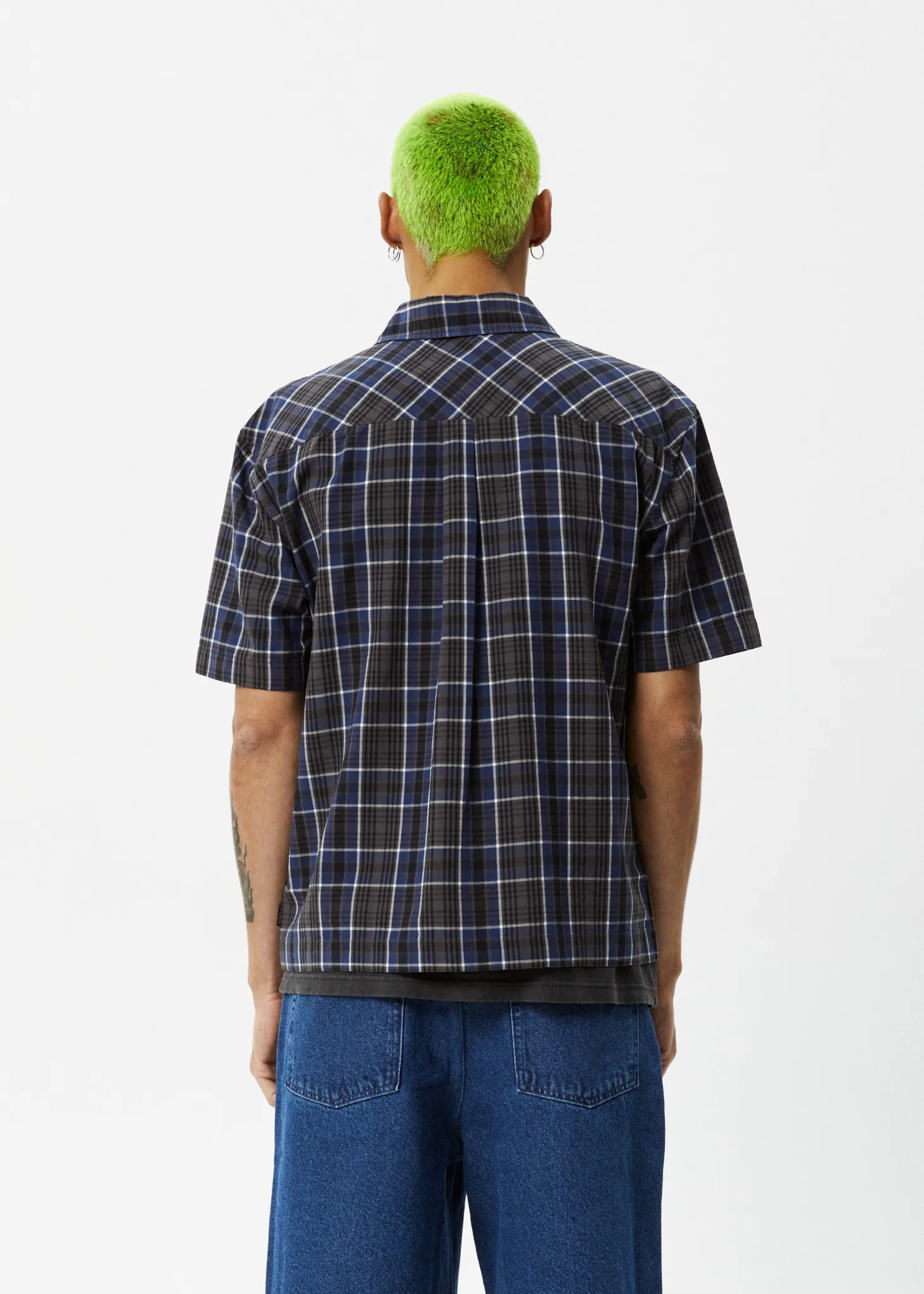 AFENDS Mens Check Out - Short Sleeve Shirt - Navy Check sold by Afends product image thumbnail 4