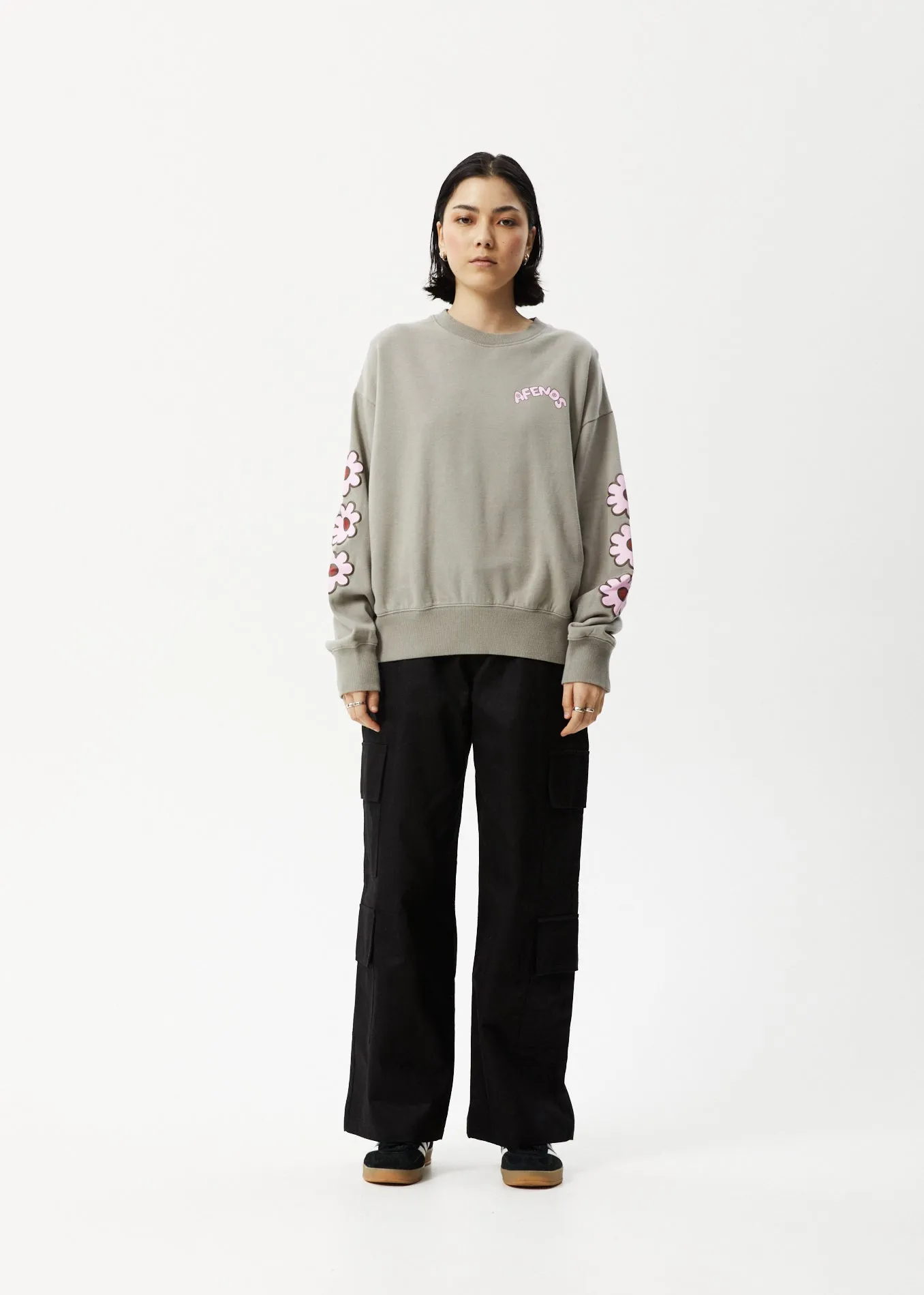 AFENDS Womens Flower - Crew Neck Jumper - Olive sold by Afends product image thumbnail 3