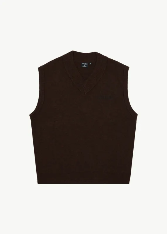 AFENDS Mens Gothic - Knit Vest - Coffee sold by Afends