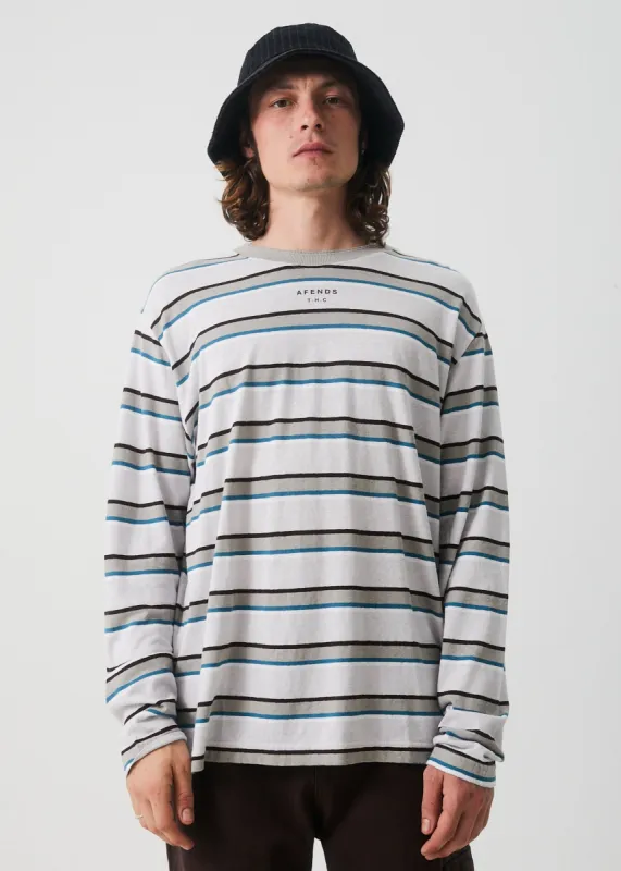 AFENDS Mens THC - Hemp Stripe Long Sleeve Tee - Desert sold by Afends