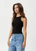 AFENDS Womens Pearly - Ribbed Singlet - Black sold by Afends