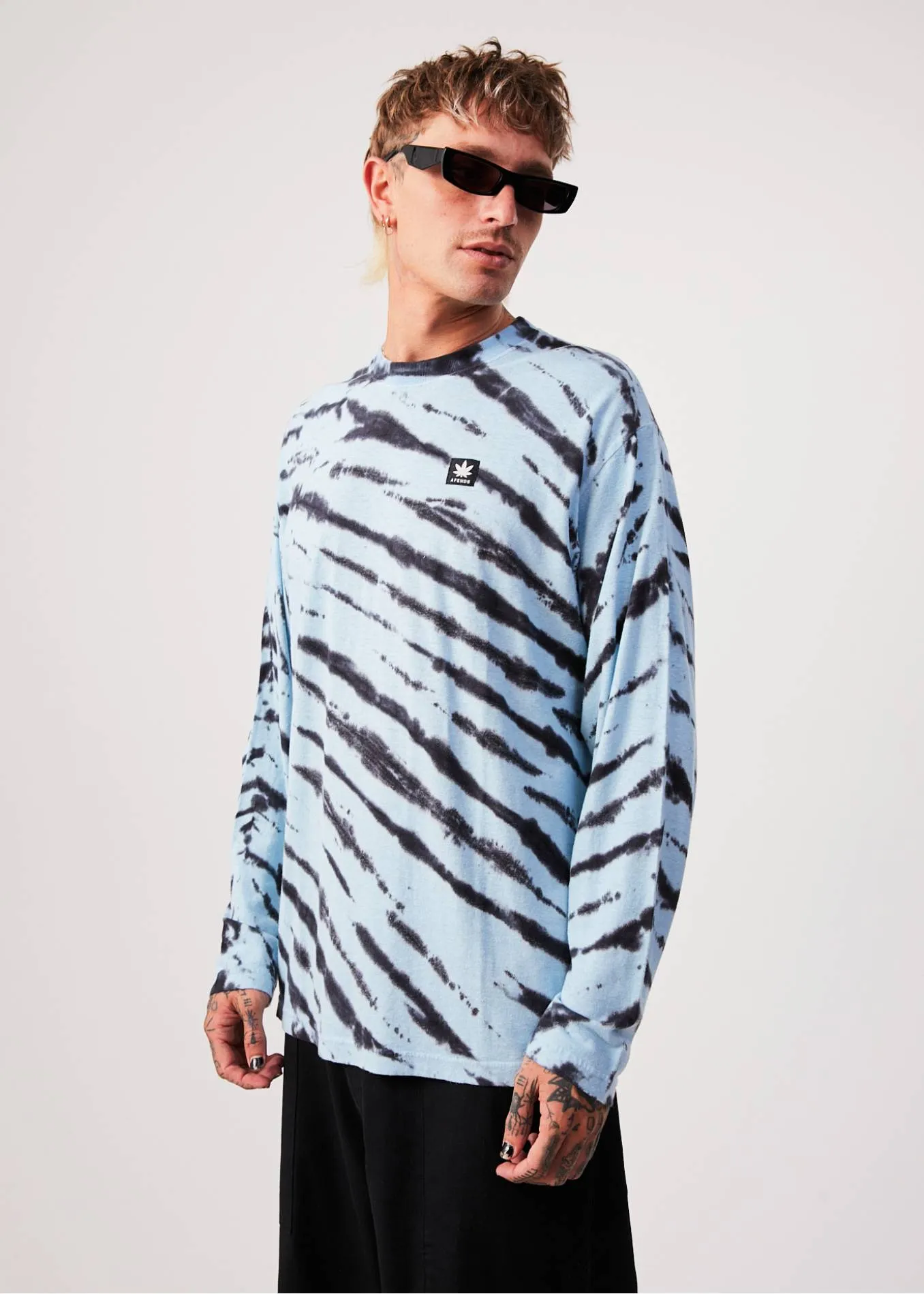 AFENDS Unisex Controlla - Unisex Tie-Dye Long Sleeve T-Shirt - Sky Blue sold by Afends