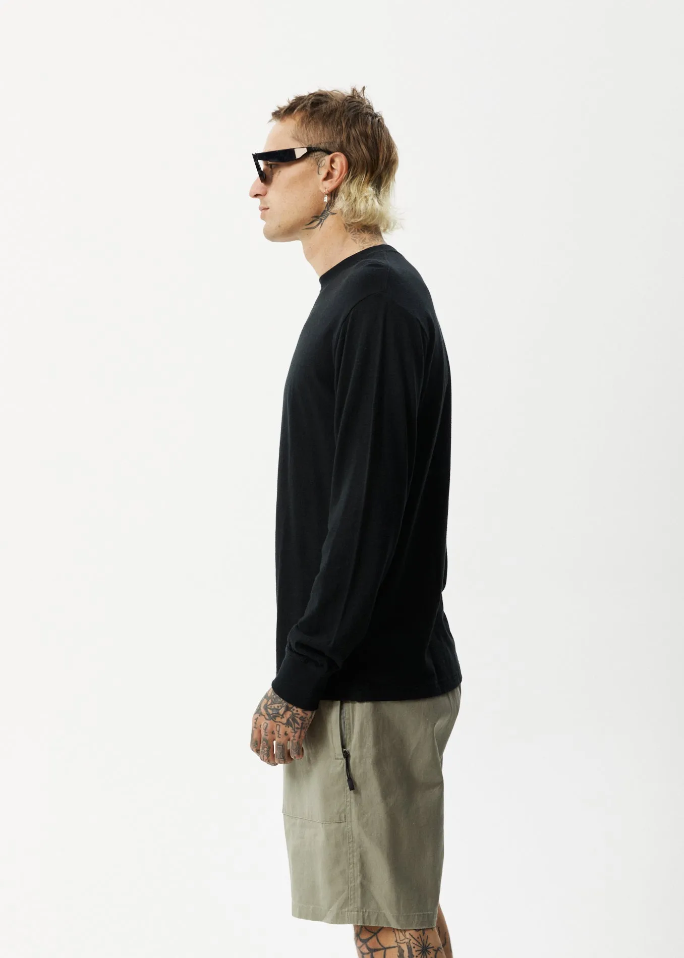 AFENDS Mens Essential - Retro Long Sleeve Tee - Black sold by Afends product image thumbnail 4