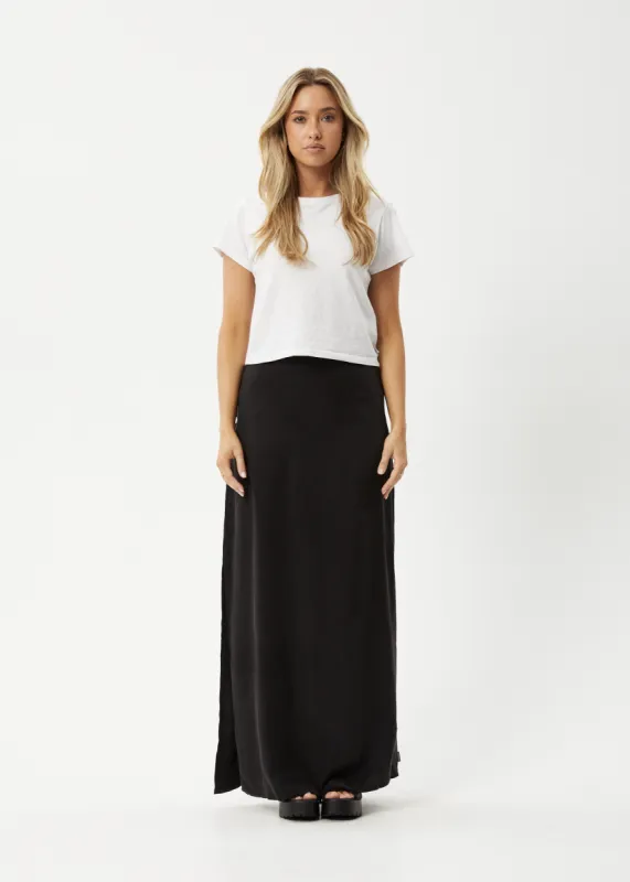 AFENDS Womens Grace - Cupro Maxi Skirt - Black sold by Afends