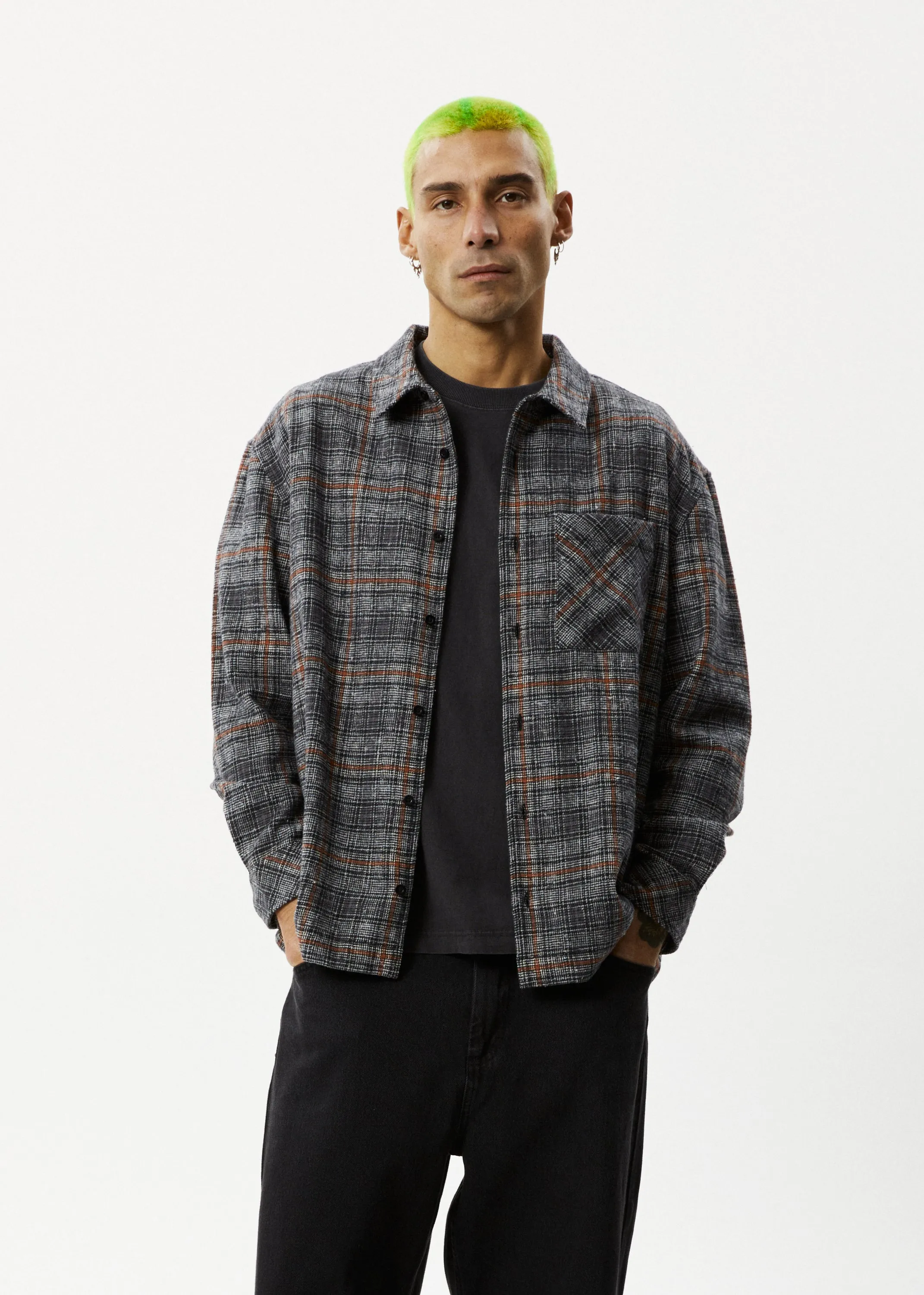 AFENDS Mens Position - Flannel Shirt - Black sold by Afends product image thumbnail 3