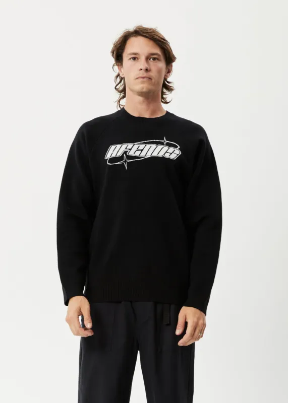 AFENDS Mens Eternal - Knit Crew Neck Jumper - Black sold by Afends