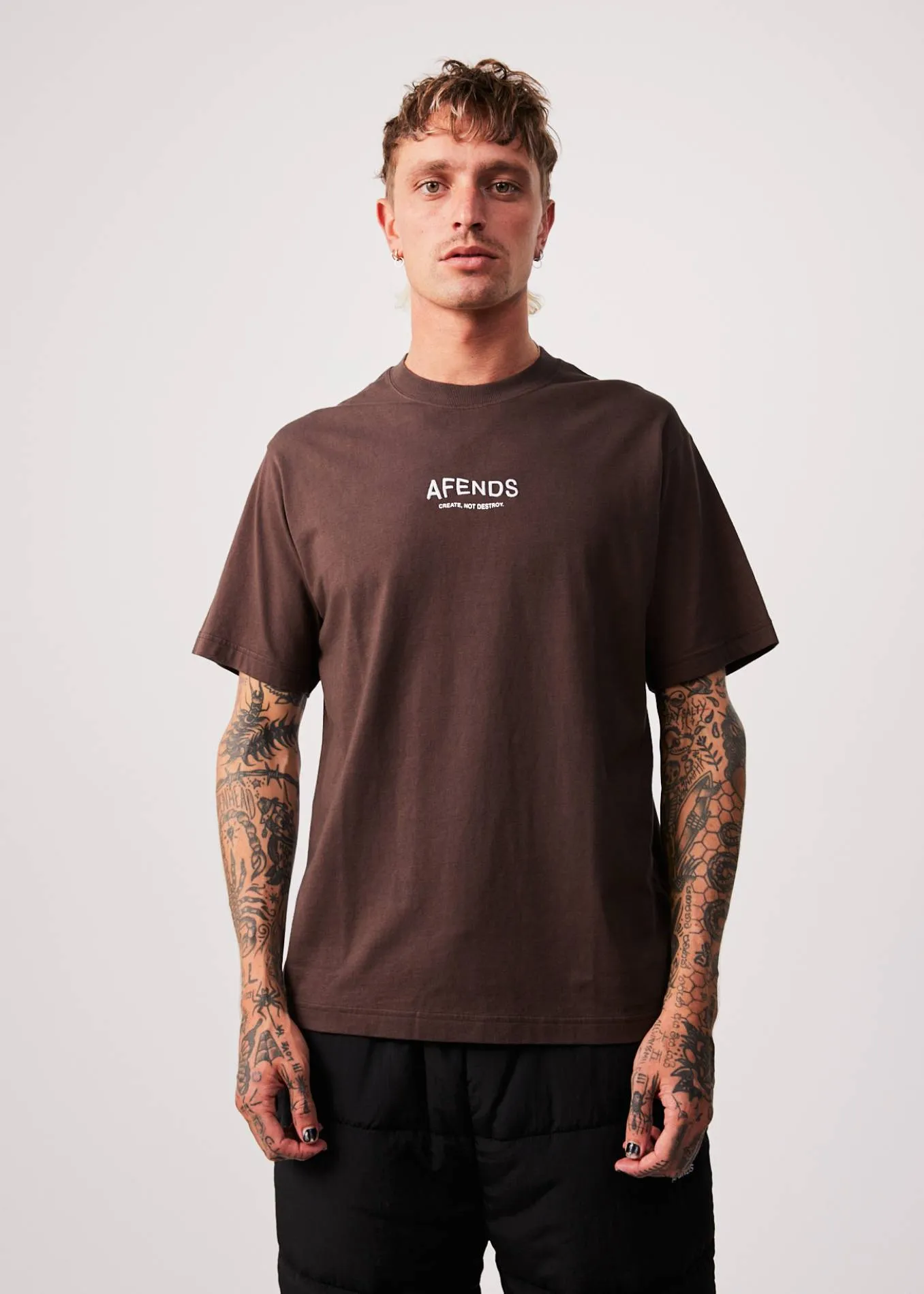 AFENDS Mens Spaced - Retro T-Shirt - Coffee sold by Afends