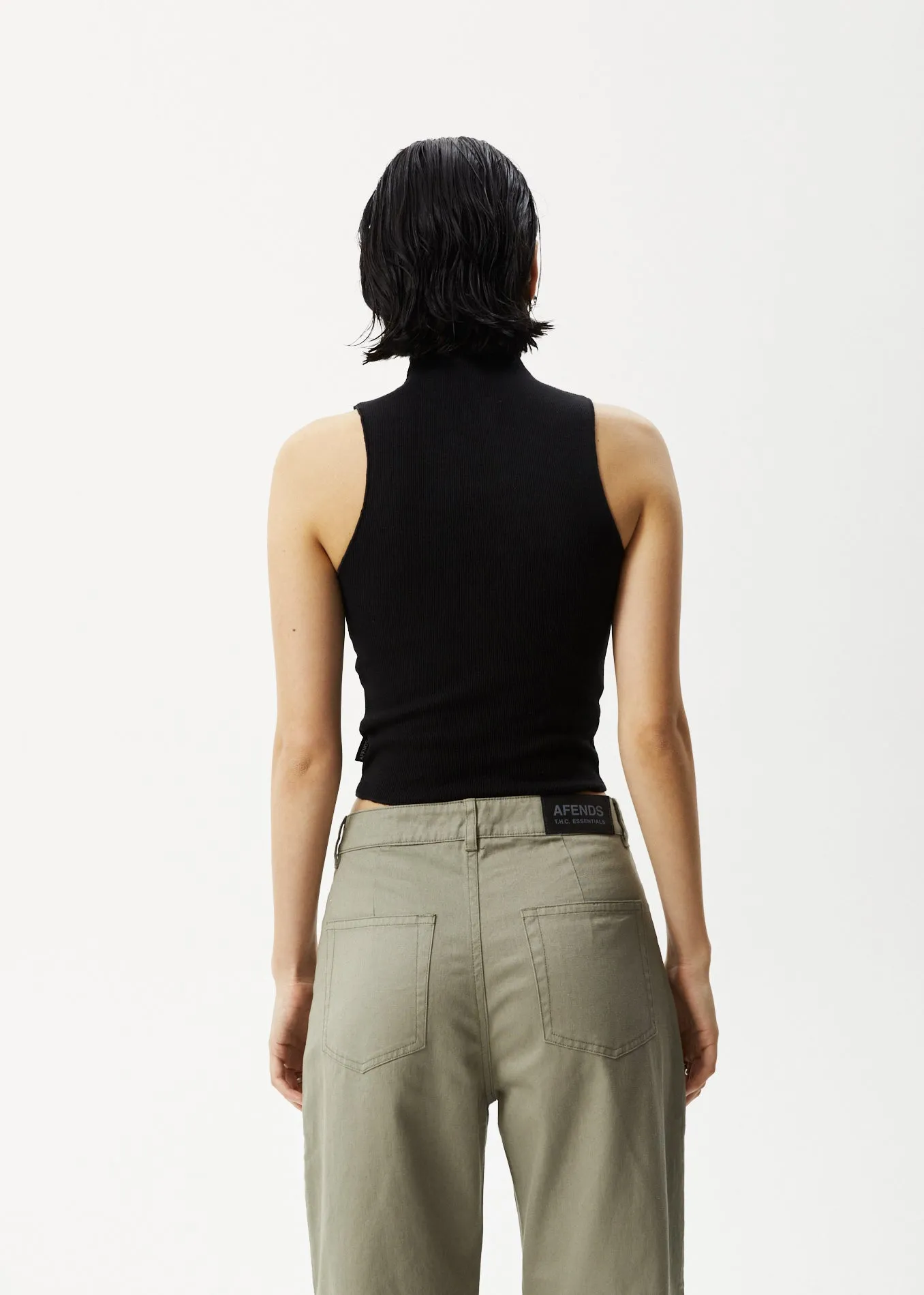 AFENDS Womens Iconic - Rib High Neck Tank - Black sold by Afends product image thumbnail 2